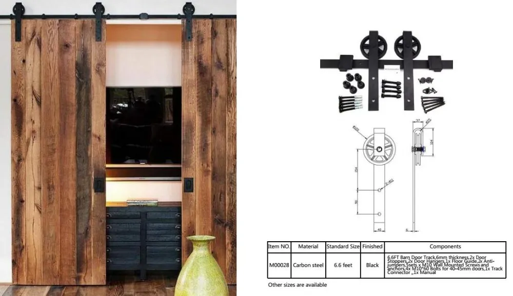 Wood Sliding Industrial Classic Strap Barn Door Hardware Kit