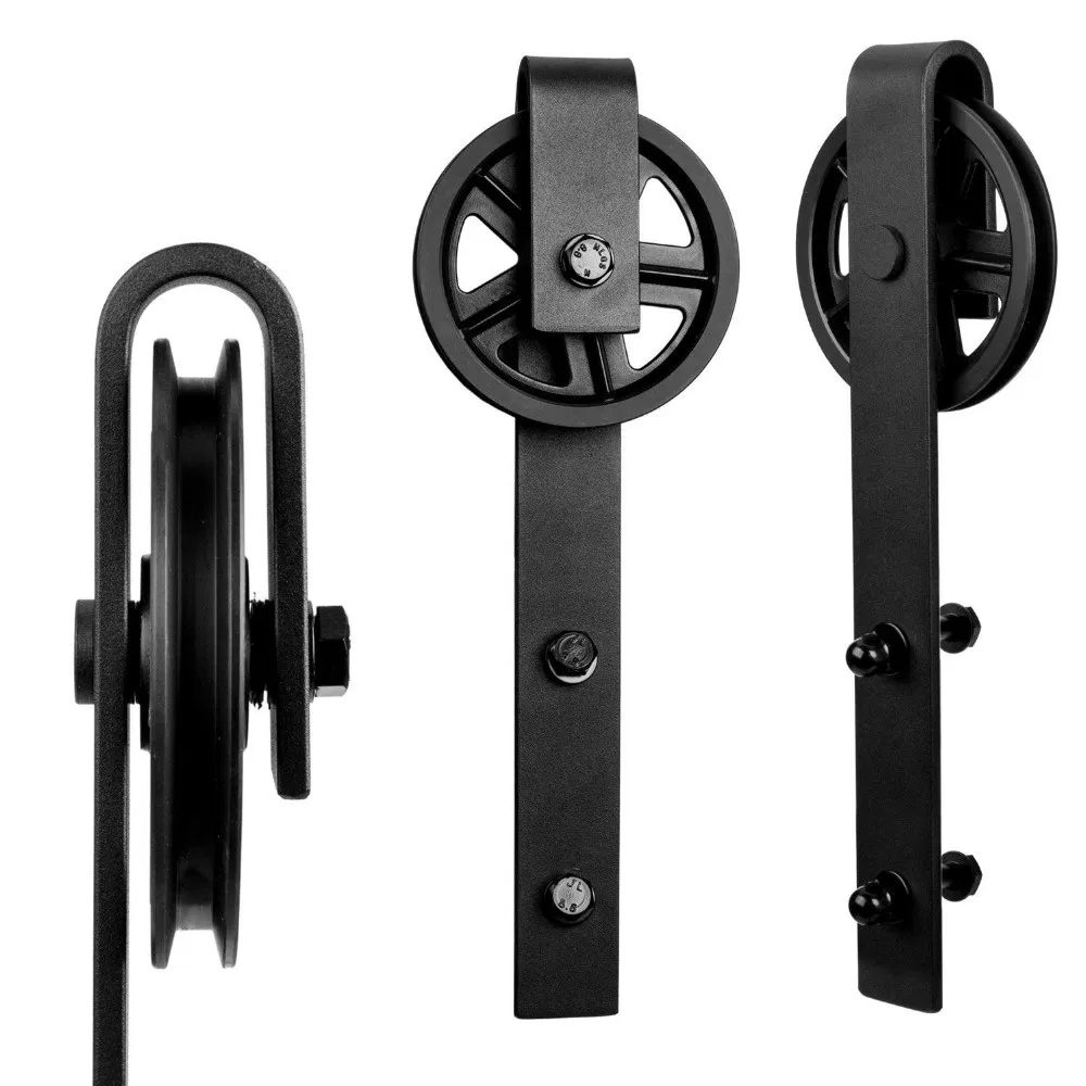 Spoke Wheel Interior Sliding Barn Door Hardware Kit