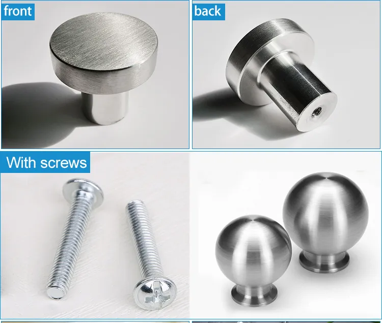 Stainless Steel Wardrobe Metal Cupboard Knobs Handles Drawer Pull Round Cabinet Knob
