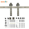 Satin Nickel Carbon Steel 2 Piece Connecting Rail J Shape Door Hanger Barn Door Hardware Kits