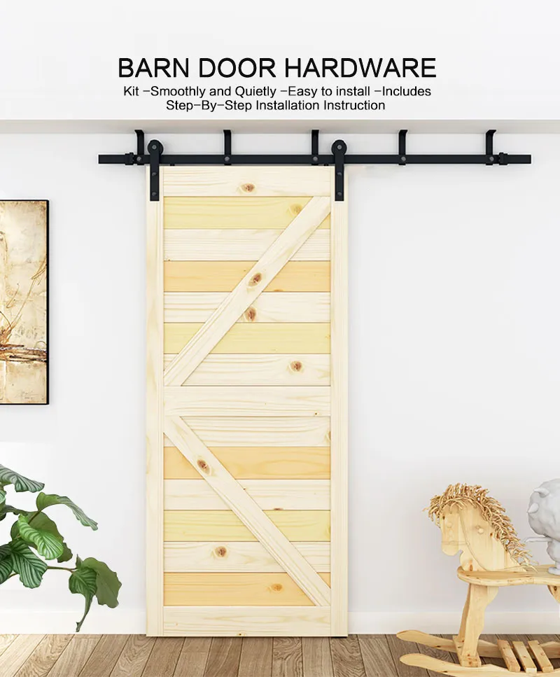 Carbon Steel 2 Meter Sliding Barn Doors Strap Style Sliding Door Hardware