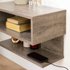 Wooden Wall Mounted Shelf with Drawer Bedside Nightstand Side Table