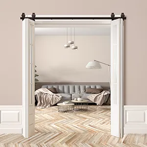 52&prime;&prime; 65&prime;&prime; 76&prime;&prime; 84&prime;&prime; Bi-Folding Barn Door Hardware Kit for 4 Doors