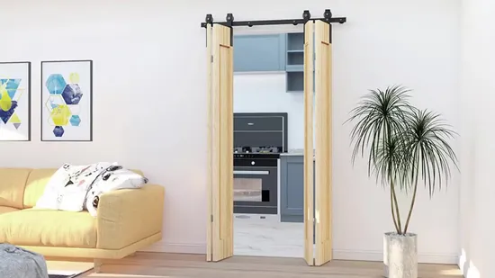 Wall Mount Bracket Double Wooden Doors Bi-Folding Sliding Barn Door Hardware Kit