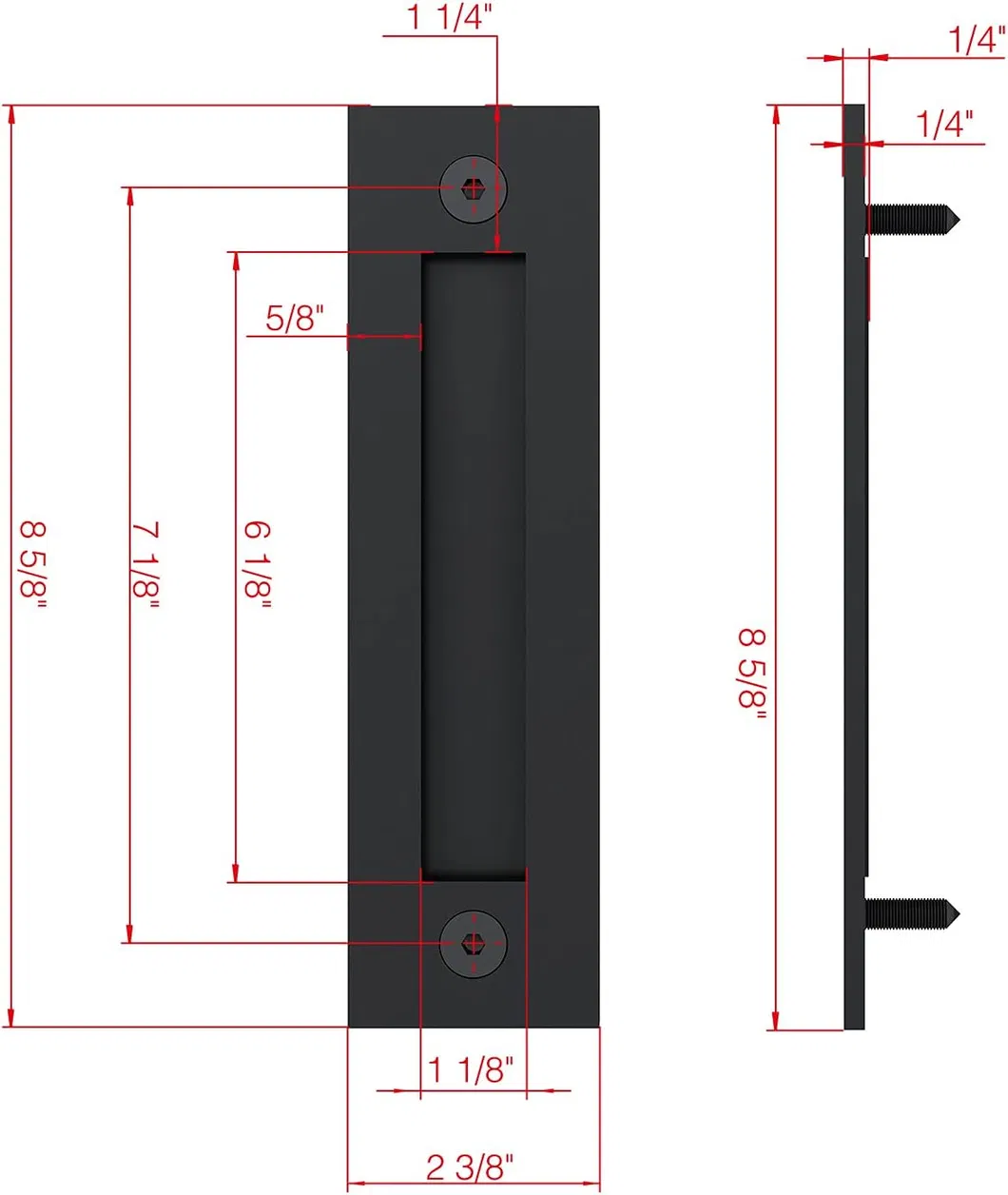 Matte Black Sliding Barn Door Handle Modern Simple Finger Flush Pull Handle