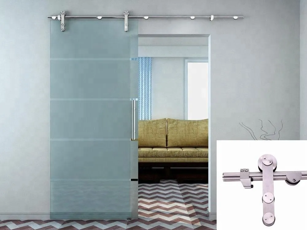 European Modern Stainless Steel Glass Door Sliding Barn Door Hardware System Kits