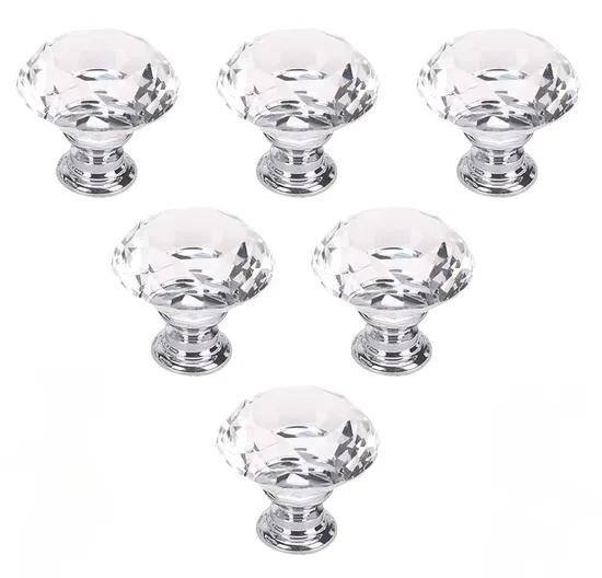 Crystal Drawer Knobs Furniture Kitchen Diamond Glass Cabinet Dresser Door Knob