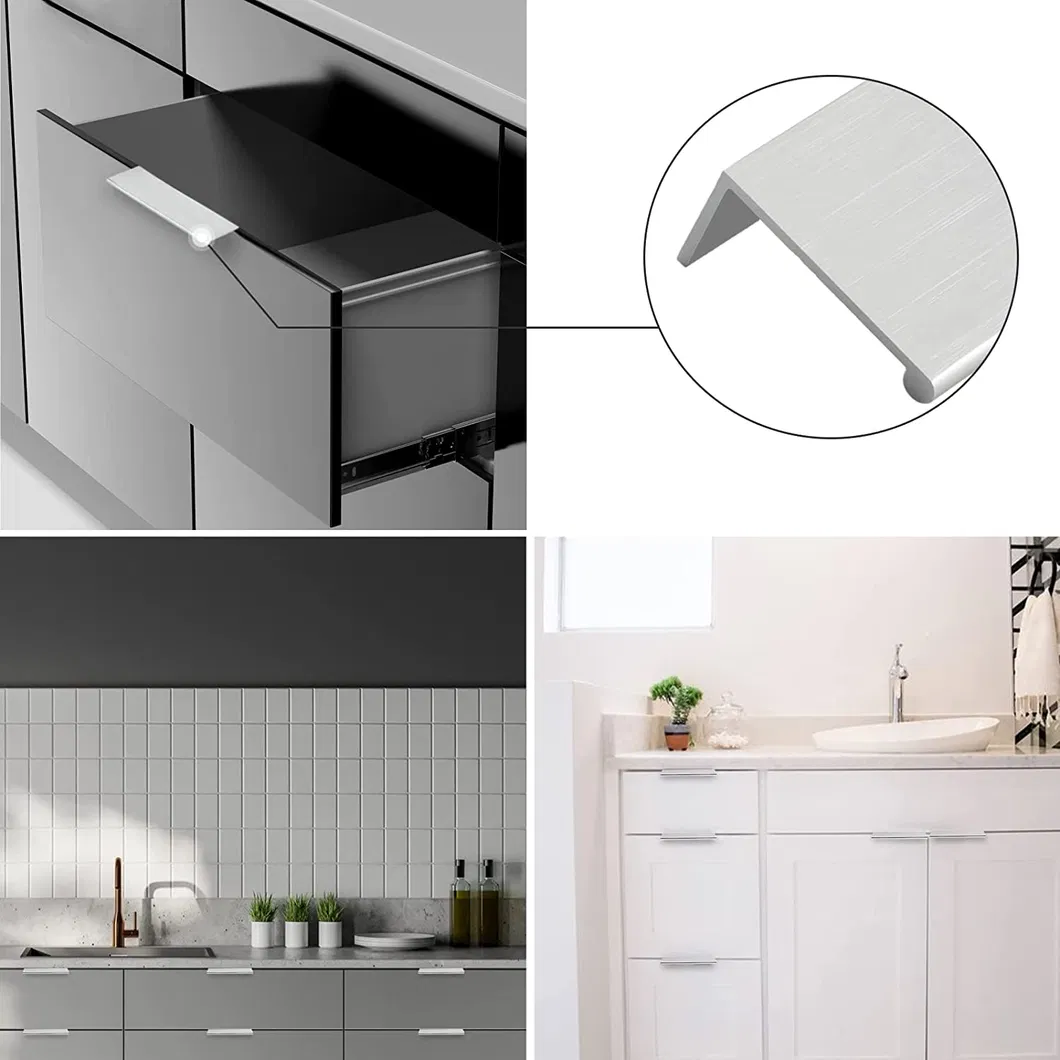 Hidden Cabinet Handles Aluminum Alloy Kitchen Cupboard Drawer Edge Handle Pulls Knobs