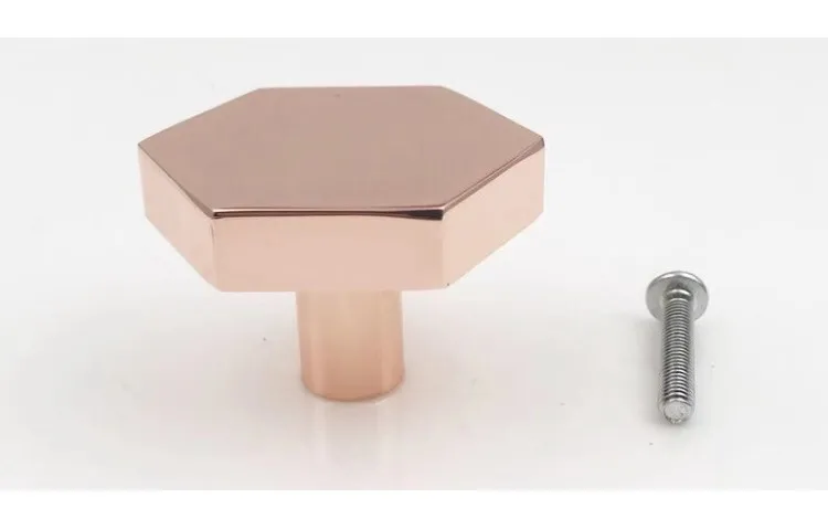 Solid Brass Hexagon Cabinet Knob Drawer Handle Pulls