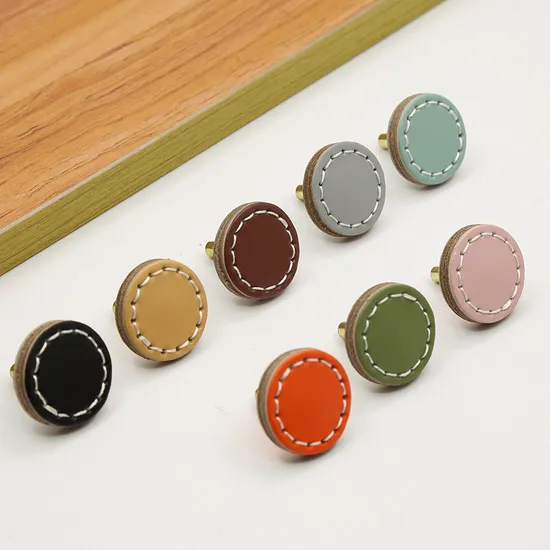 Leather Round Drawer Handles Cabinet Pulls Bedroom Small Colorful Square Furniture Knob