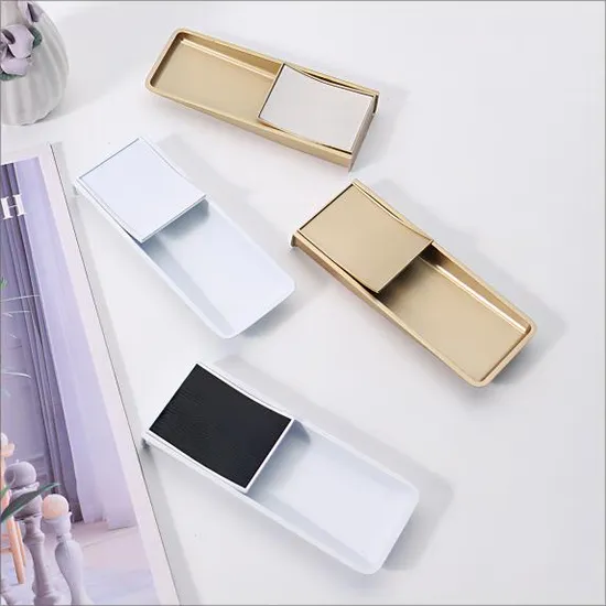 Concealed Cabinet Drawer Handle Zinc Invisible Leather Closet Door Pulls