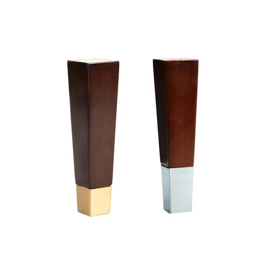 Shaped Turned Wooden Feet Furniture Bed Sofa Legs with Metal Leg Cups