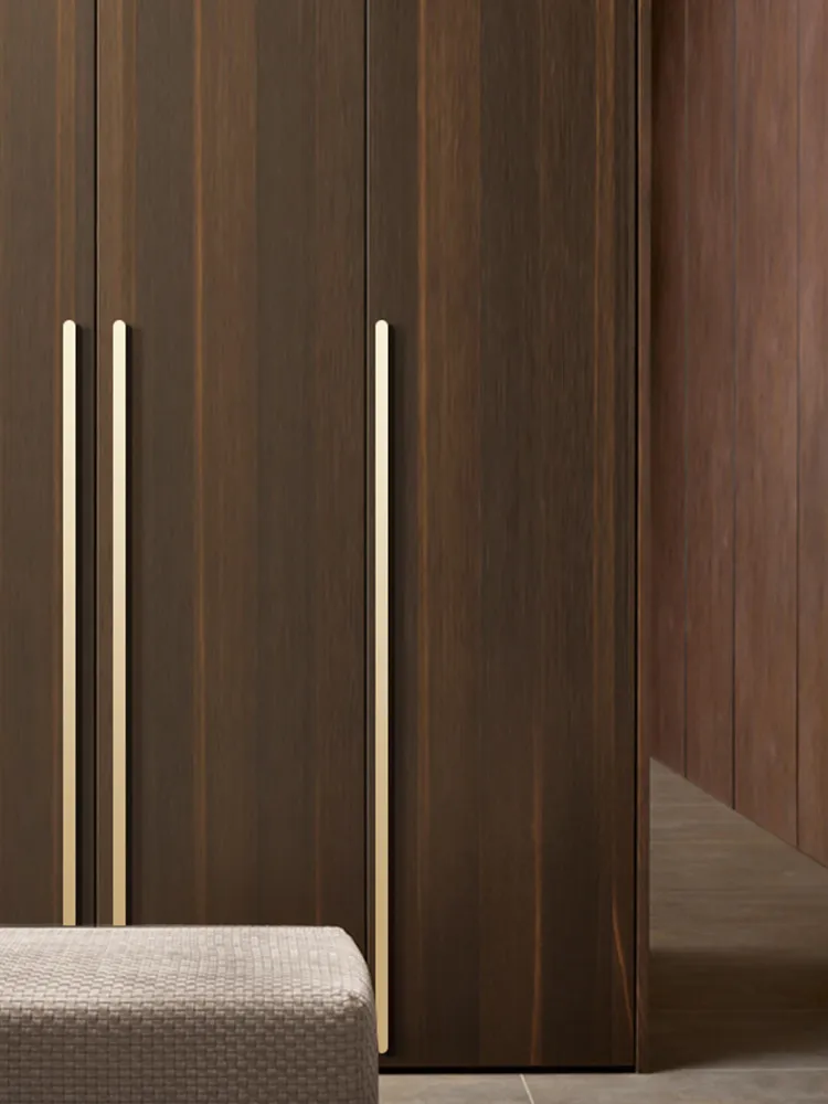 Furniture Hardware Solid Aluminum Pull Handle Black Gold Modern Drawer Cabinet Handles