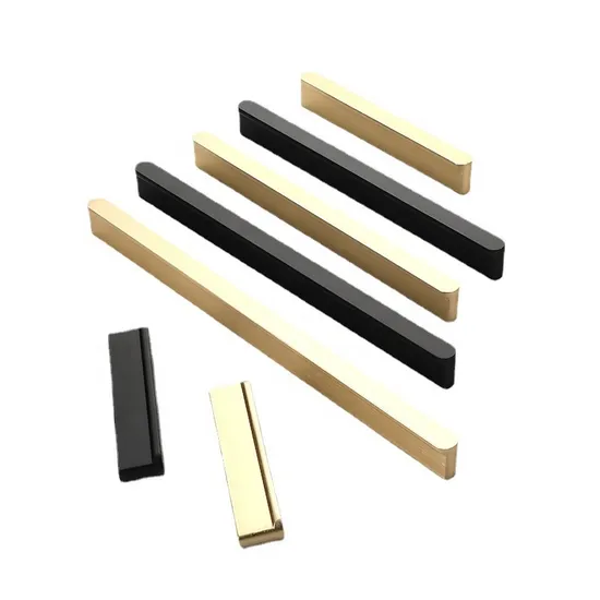 Furniture Hardware Solid Aluminum Pull Handle Black Gold Modern Drawer Cabinet Handles