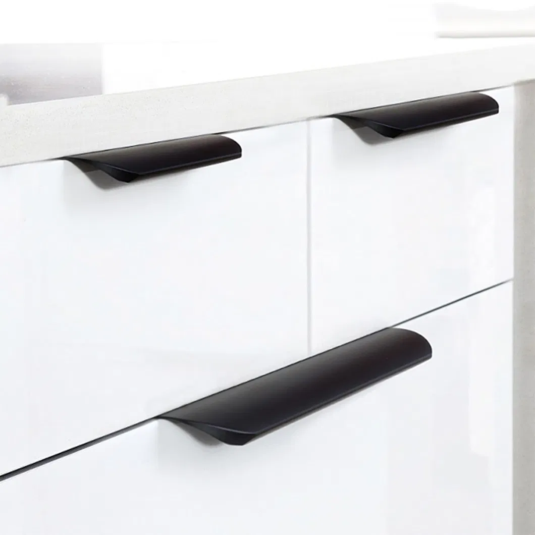 Aluminum Furniture Hardware Drawer Handles Hidden Finger Edge Pull for Kitchen Cabinet