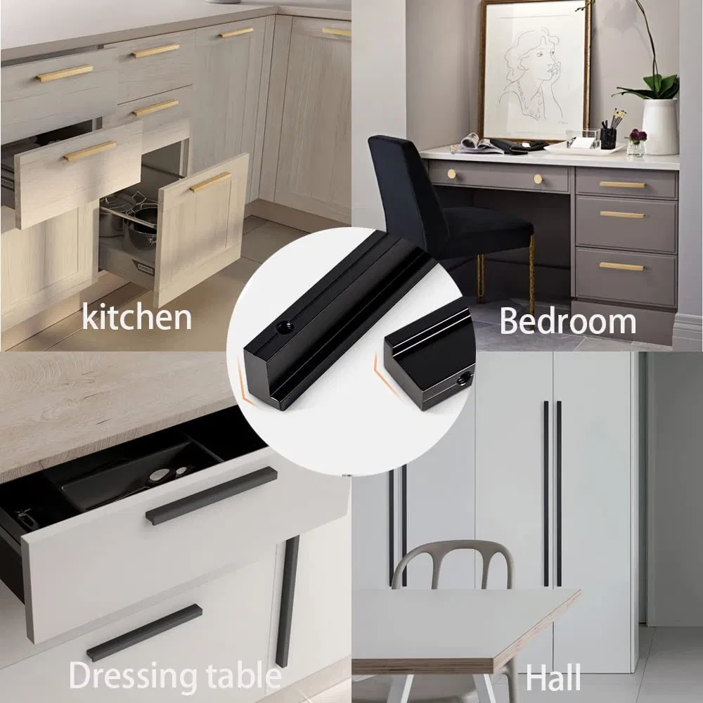 Furniture Accessories Hardware Matt Black Aluminum Cabinet Drawer Pull Handle