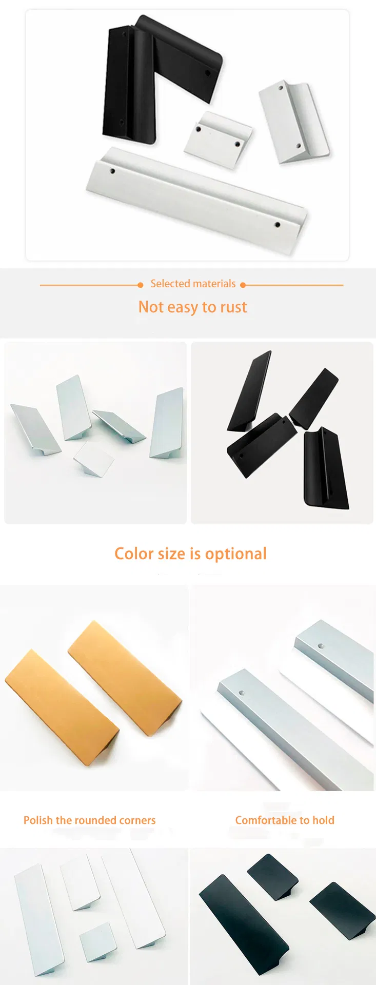 Aluminium Alloy Pulls Furniture Hardware Kitchen Cupboard Wardrobe Drawer Door Handles