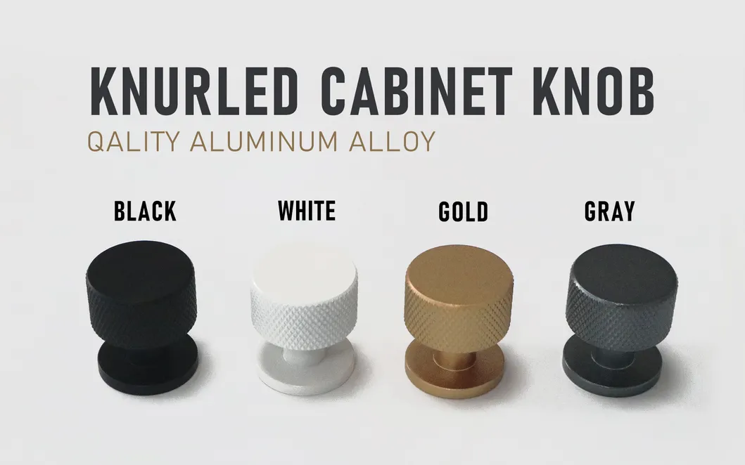 Furniture Cabinet Knobs Black Gold White Knurled Texture Drawer Pull Knob