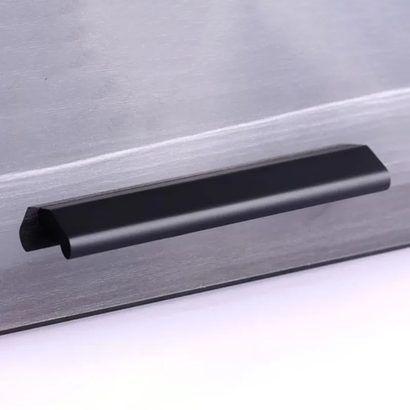 Aluminum Furniture Accessories Wardrobe Drawer Handles Matt Black Kitchen Cabinet Pull Handle