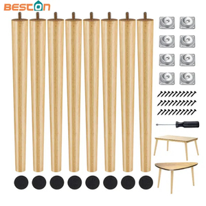 8 Pieces Table Legs Wooden Furniture Feet Tapered Table Legs