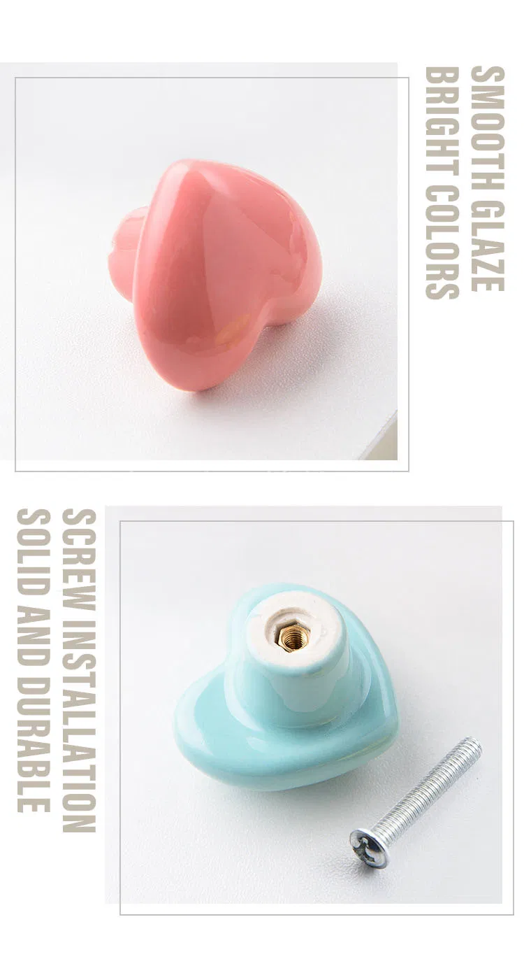 Kids Heart-Shaped Cartoon Cabinet Knob Ceramic Furniture Drawer Puller Handles