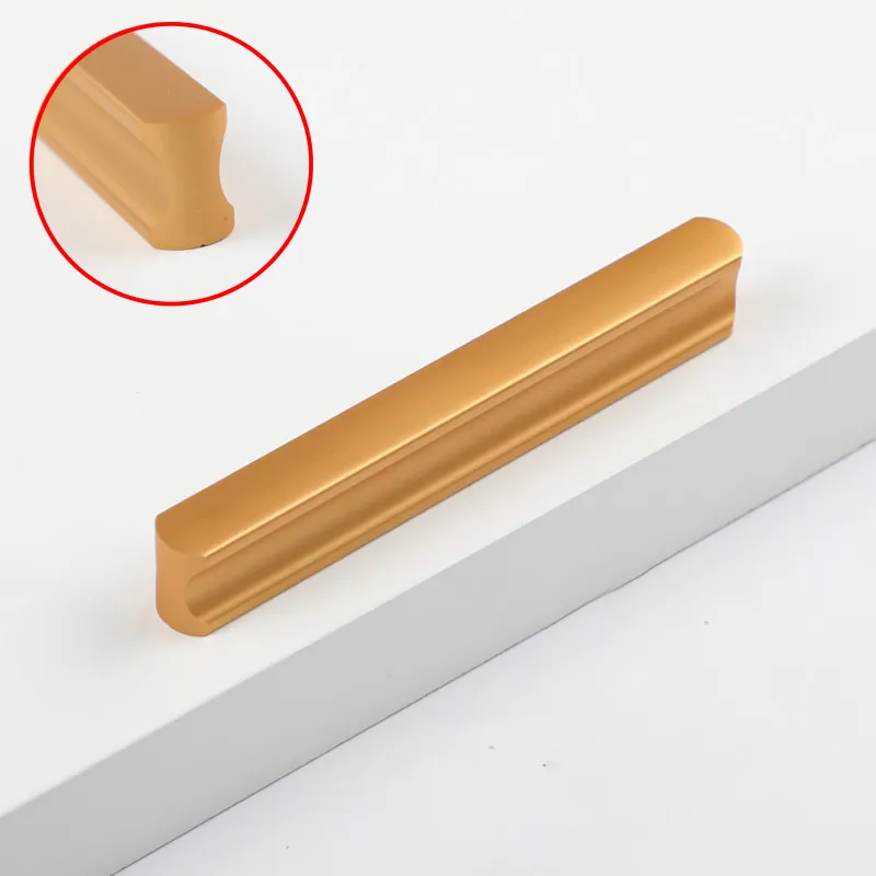 Kitchen Cabinet L Shaped Pull Handle Modern Aluminum Gold Furniture Drawer Handles