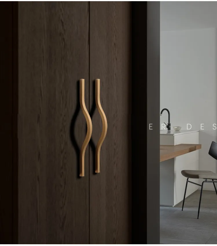 Cabinet Door Aluminum Alloy Handle Hardware Drawer Chest Gold Furniture Handle