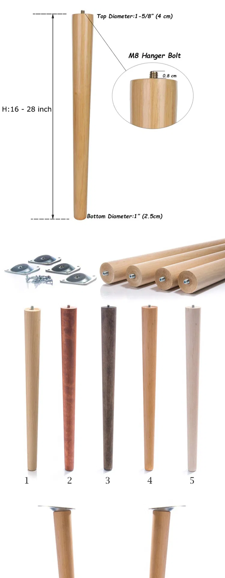 Fashion Design Furniture Accessories Wooden Legs for Sofa &amp; Bed