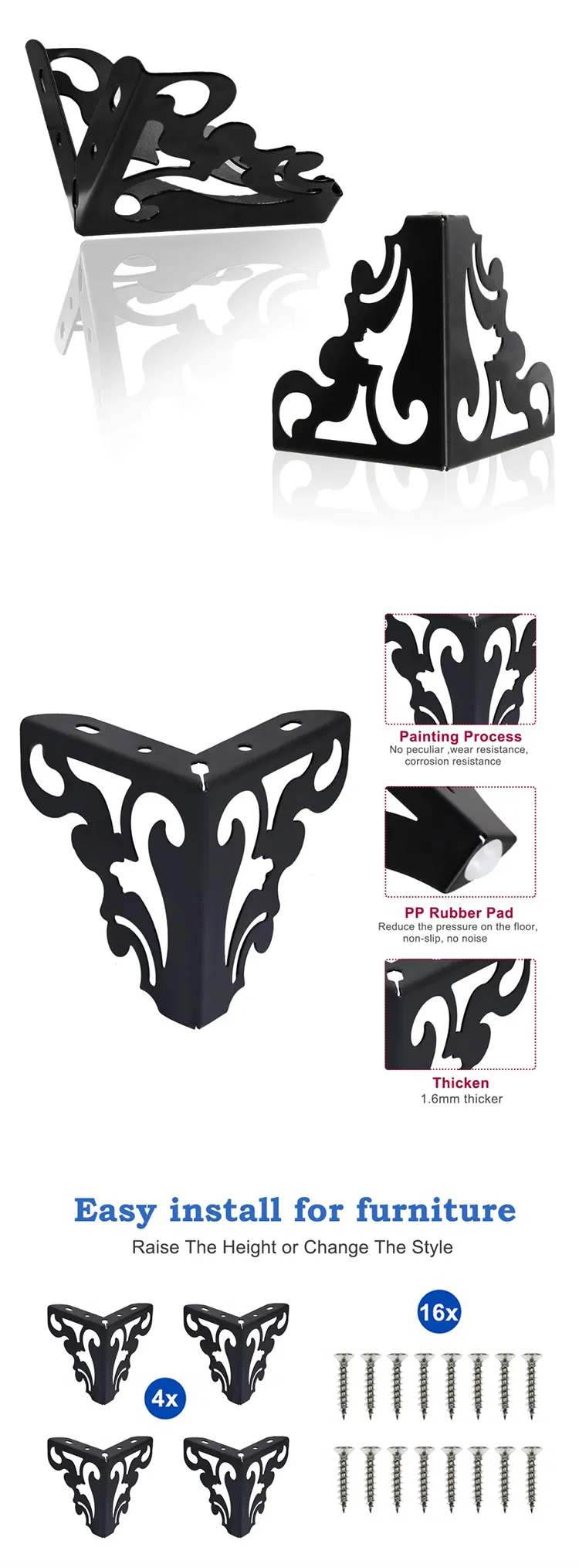 Modern Cabinet Legs Bedside Furniture Feet Gold Sofa Legs