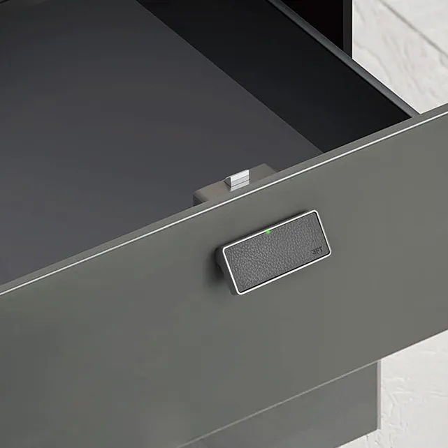 Smart Leather Fingerprint Cabinet Drawer Lock with USB Charging Black Electronic Locks