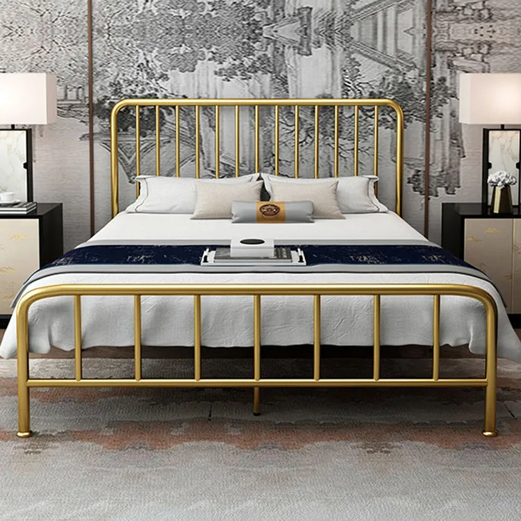 Furniture Metal Queen Size Double Golden Color Bed Frame for Adults