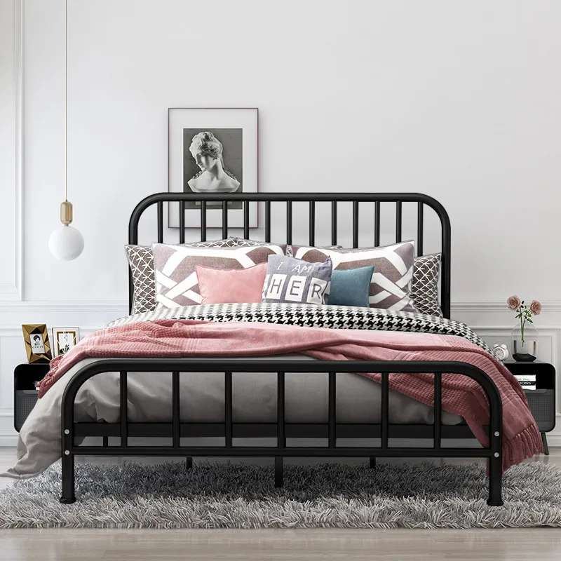 Furniture Metal Queen Size Double Golden Color Bed Frame for Adults