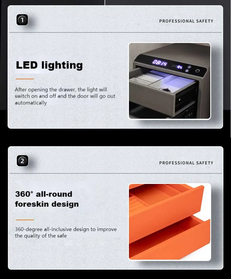 Smart Leather Safe Household Fingerprint Digital Biometric Jewelry Security Drawer Safe