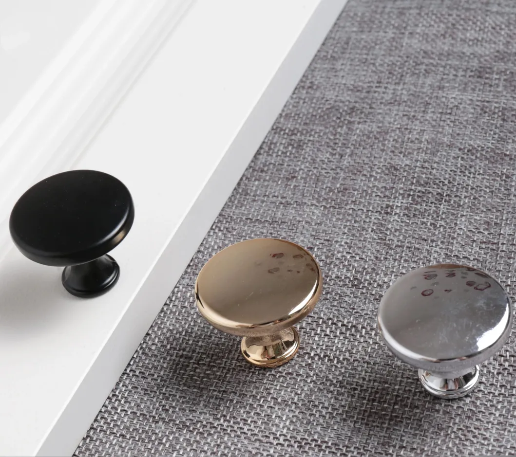 Zinc Alloy Handles Kitchen Furniture Cabinet Round Single Hole Handles Knob
