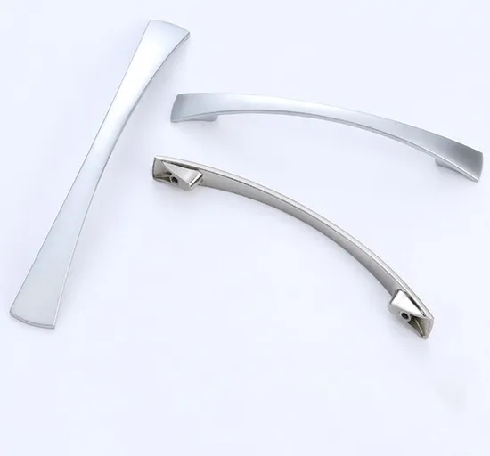 Furniture Hardware Zinc Alloy Arch Curved Brush Nickel Kitchen Cabinet Pull Handle