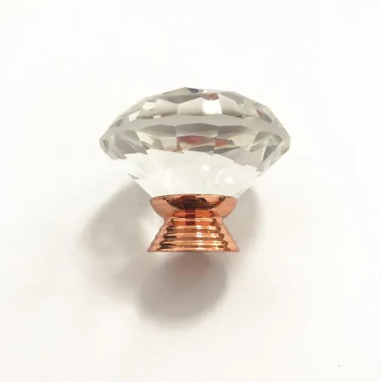 Rose Gold Diamond 40mm Cabinet Drawer Door Crystal Glass Handle Knob Pull