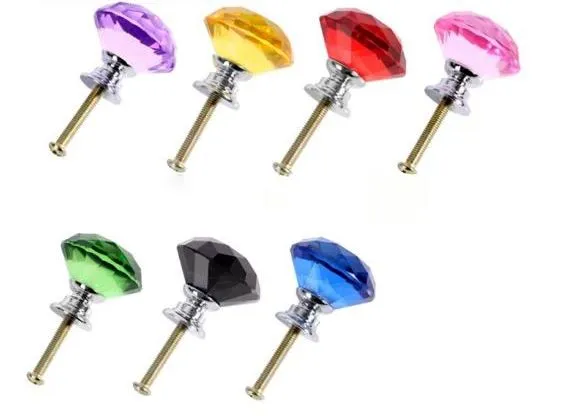 Crystal Glass Dril Kitchen Drawer Cabinet Door Handle Furniture Knobs Hardware