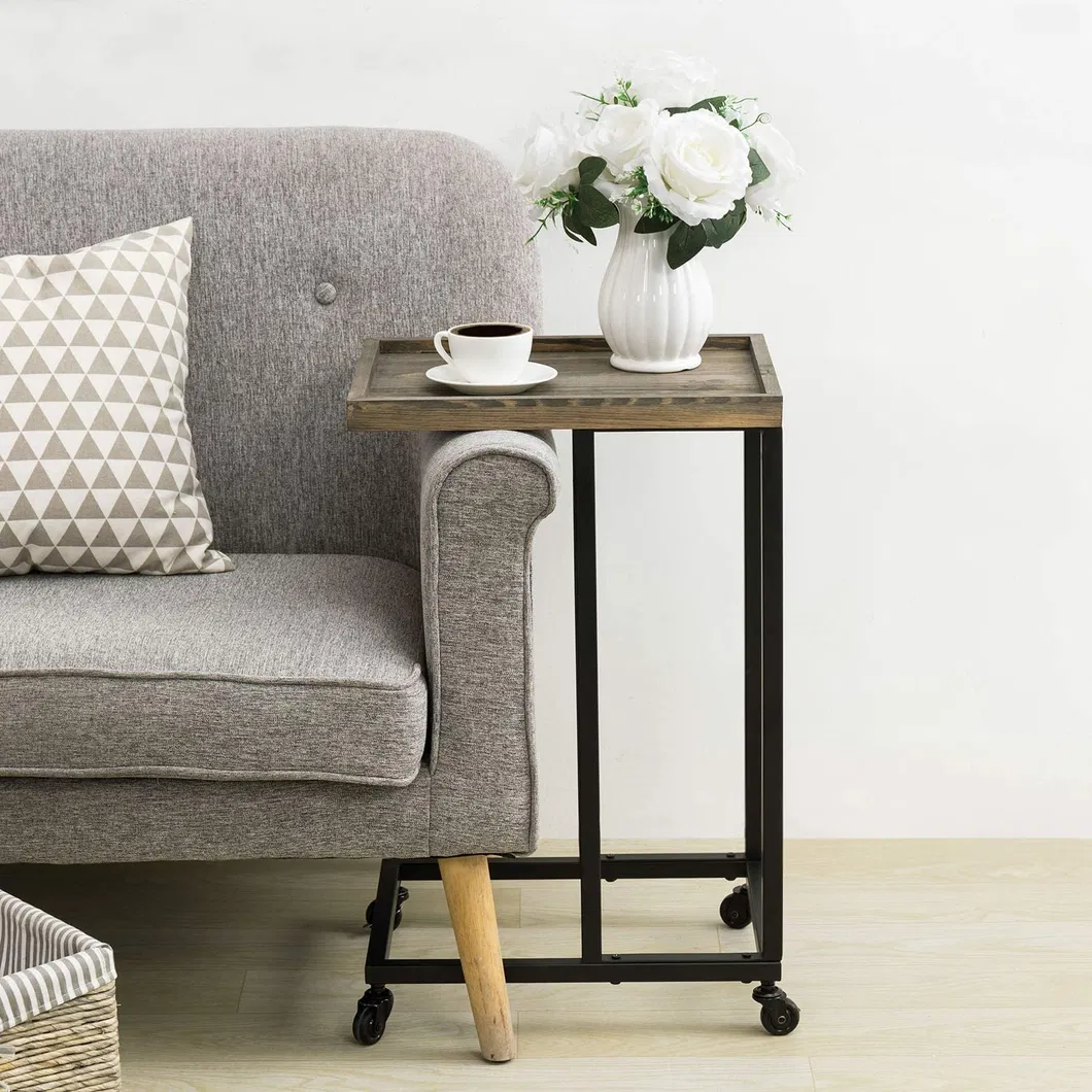 Modern Mobile Snack Nightstand L Sofa Table Frame