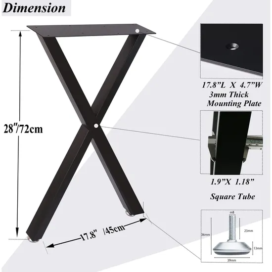 Furniture Leg Metal X Shape Steel Manufacturer Modern Table Legs