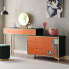 Italian Light Luxury Modern Orange Side Cabinet - Storage with Shelves for Living Room & Porch