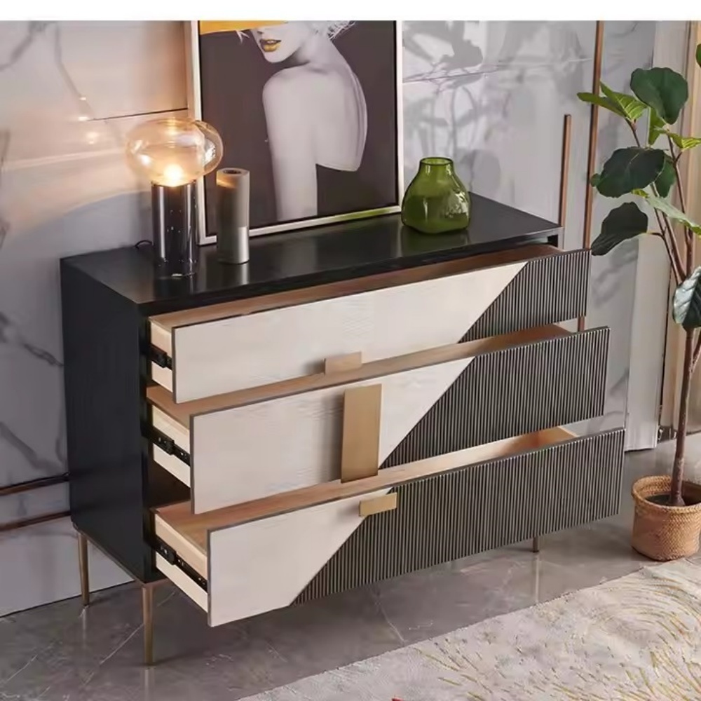 Modern Simple Solid Wood Sideboard - Multifunctional Dining Storage with 3 Drawers