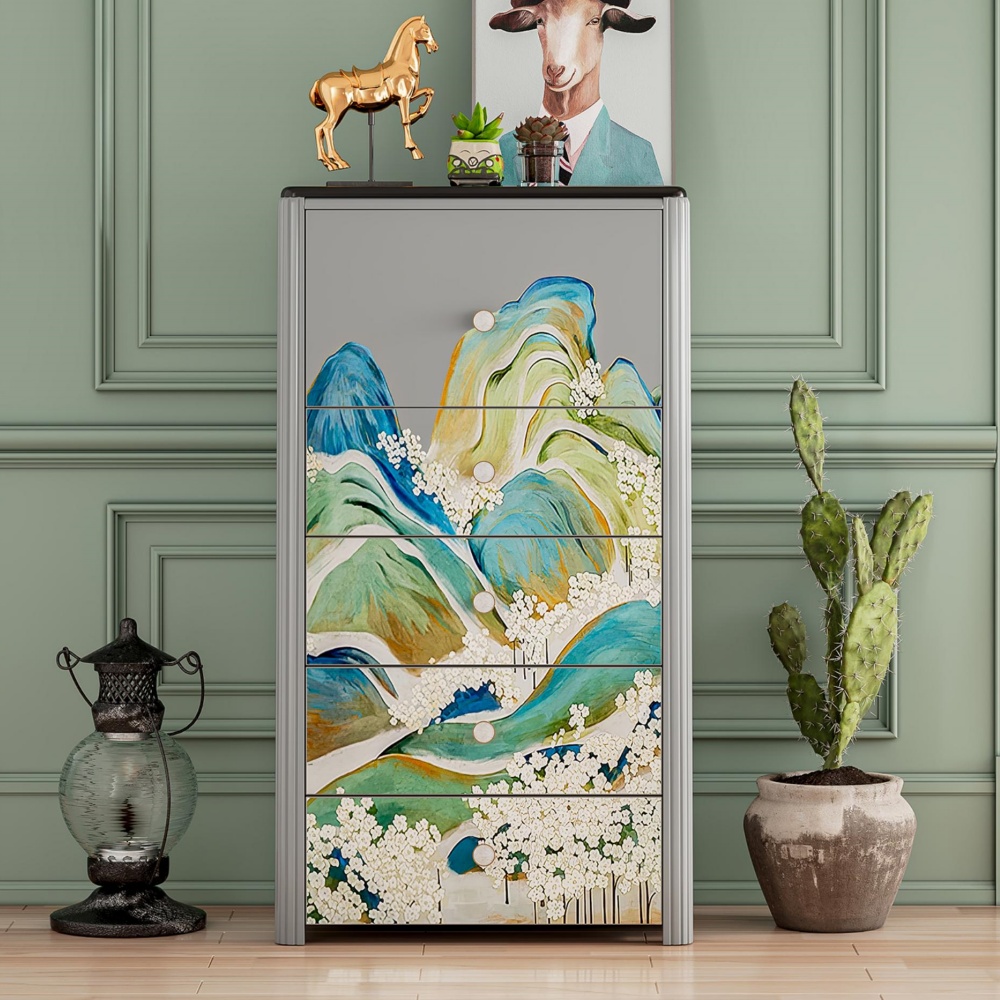 Hot Sale 3/5/6-Drawer Chest of Drawers - Solid Wood Gold Plated Legs, White for Bedroom