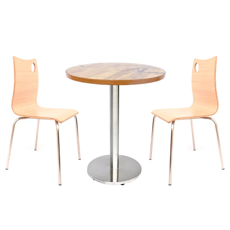 Europe Hot Selling Style Industrial Cafe Tables with Stainless Steel Base