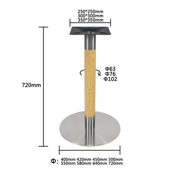 Coffee Solid Metal Dining Table Restaurant Round Stainless Steel Table Leg