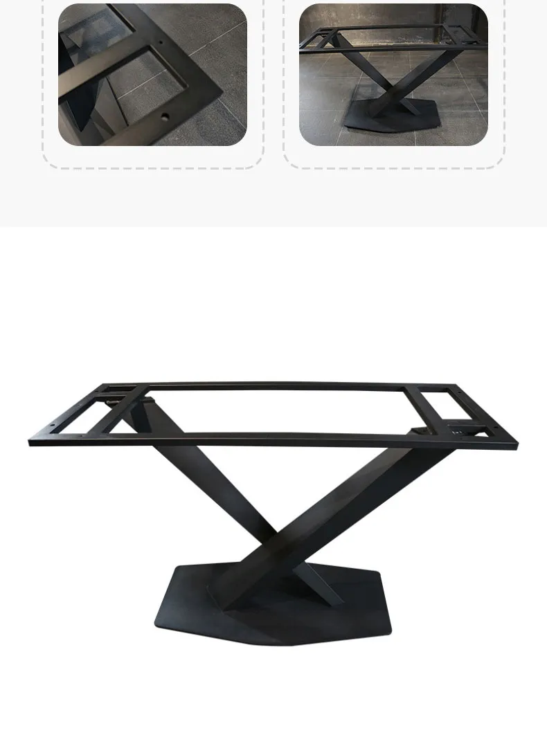 Modern V Shaped Cross Dining Room Large Pedestal Desk Metal Table Base
