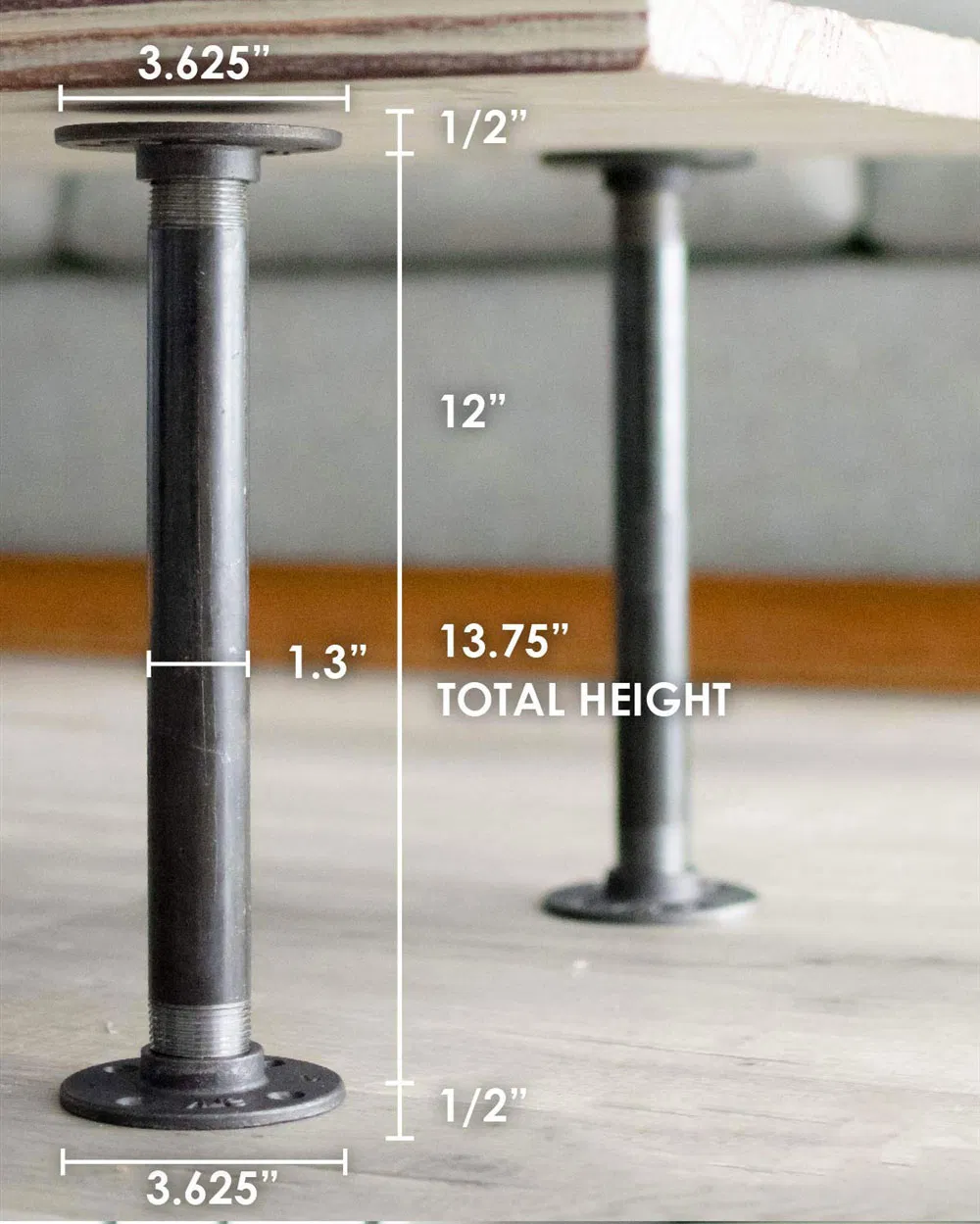 Industrial Black Iron Pipe Table Legs for Custom Vintage Tables Legs
