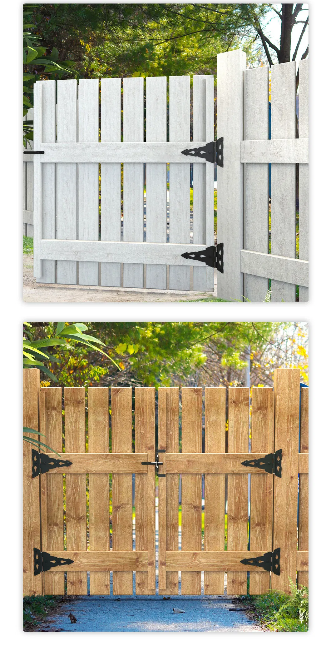 Ornamental Tee Hinge for Vinyl PVC Wood Fence Gate