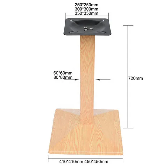 Iron Dining Table Rubber Wood Table Base for Restaurant