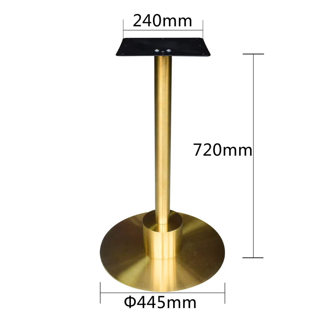 Stainless Steel Titanium Gold Edged Jazz White Round Artificial Stone Table Base