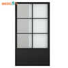 Home Use Modern French Style Black Metal Frame Sliding Glass Barn Door